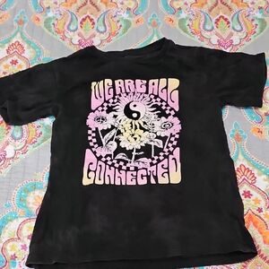 Girls Wonder Nation Black And Gray Tye Dye Graphic Tee, S (6/6x)